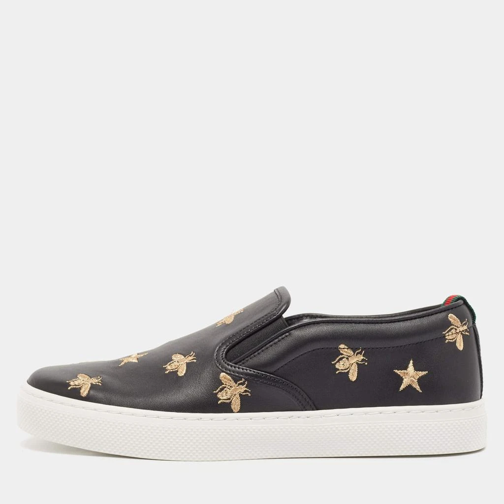 Gucci Gucci Black Leather Bees Slip On Sneakers Size 40 1