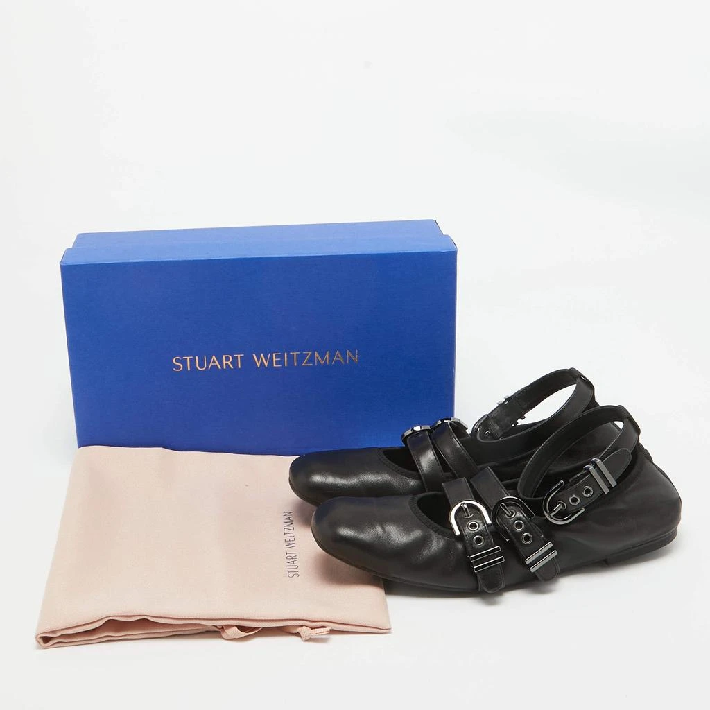 Stuart Weitzman Stuart Weitzman Black Leather Bolshoi Buckle Detail Ballet Flats Size 40 9