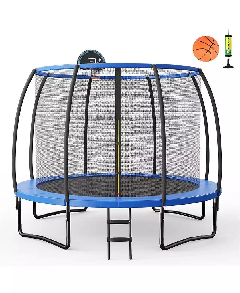 KUYOTQ 12 Feet Recreational Trampoline with Basketball Hoop