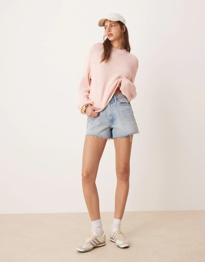 ASOS ASOS DESIGN oversized crew neck jumper in pink 3