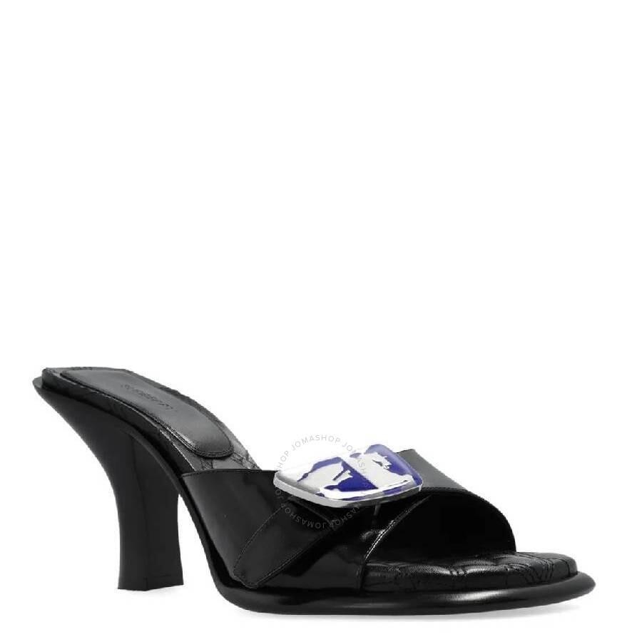 Burberry Burberry Equestrian Knight Bay Leather Sandals, Brand Size 40 ( US Size 10 )