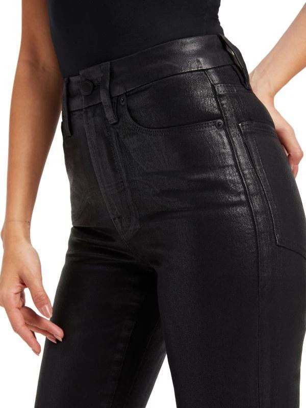 Good American Good Straight High-Rise Coated Cropped Straight-Leg Jeans 5