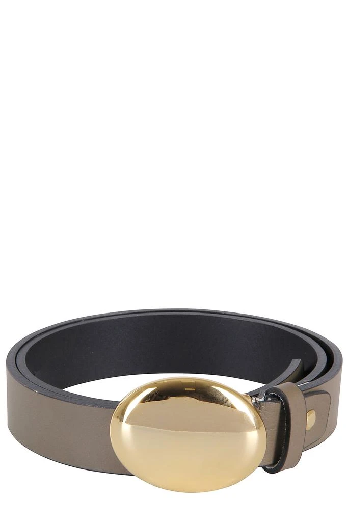 FEDERICA TOSI Narrow Leather Belt With Oval Gold Buckle 2