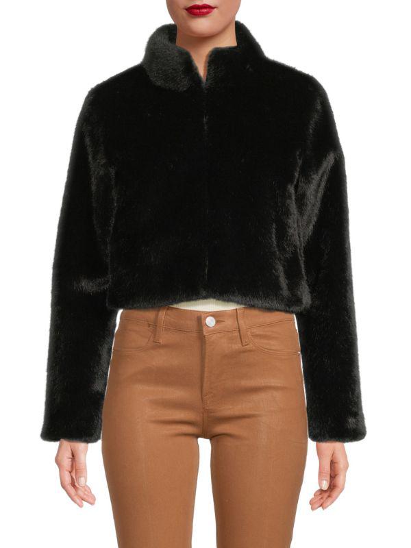 BELLE FARE Channel Faux Fur Cropped Jacket