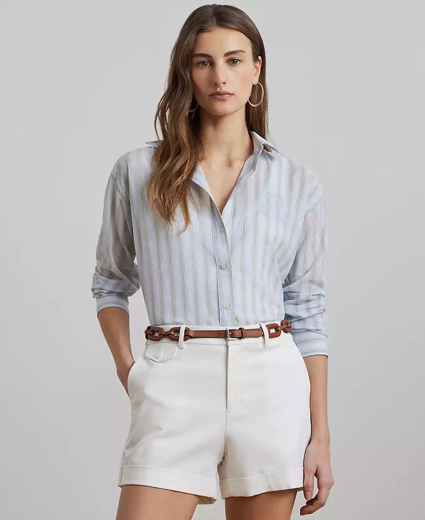 Ralph Lauren Petite Oversize Striped Cotton Voile Shirt