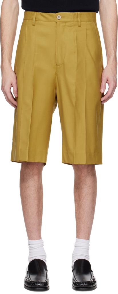 CMMN SWDN Yellow Ara Deep Pleat Shorts