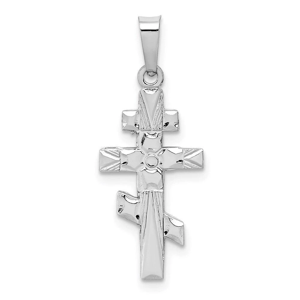 Diamond2Deal 14k White Gold Eastern Orthodox Cross Charm Pendant