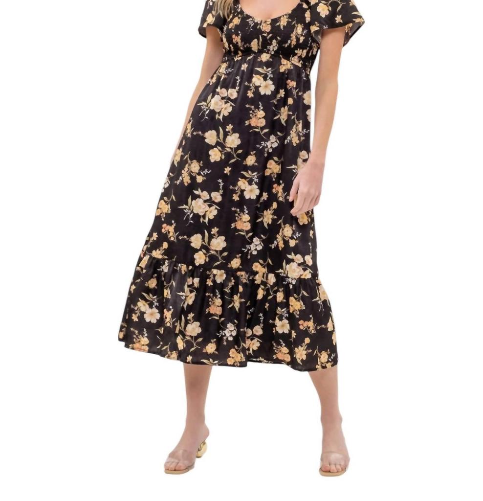 Blu Pepper Floral Maxi Dress In Black