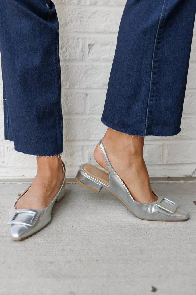 Chinese Laundry Women Sweetie Pointed Toe Slingback Flats In Silver 5
