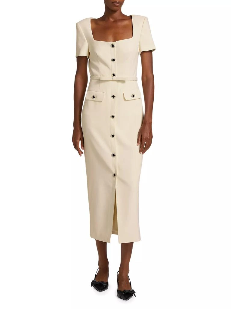 Self Portrait Crêpe Button-Front Midi-Dress 3