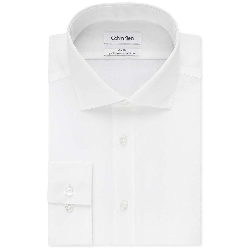 Calvin Klein Men's Slim-Fit Non-Iron Spread Collar Herringbone Dress Shirt