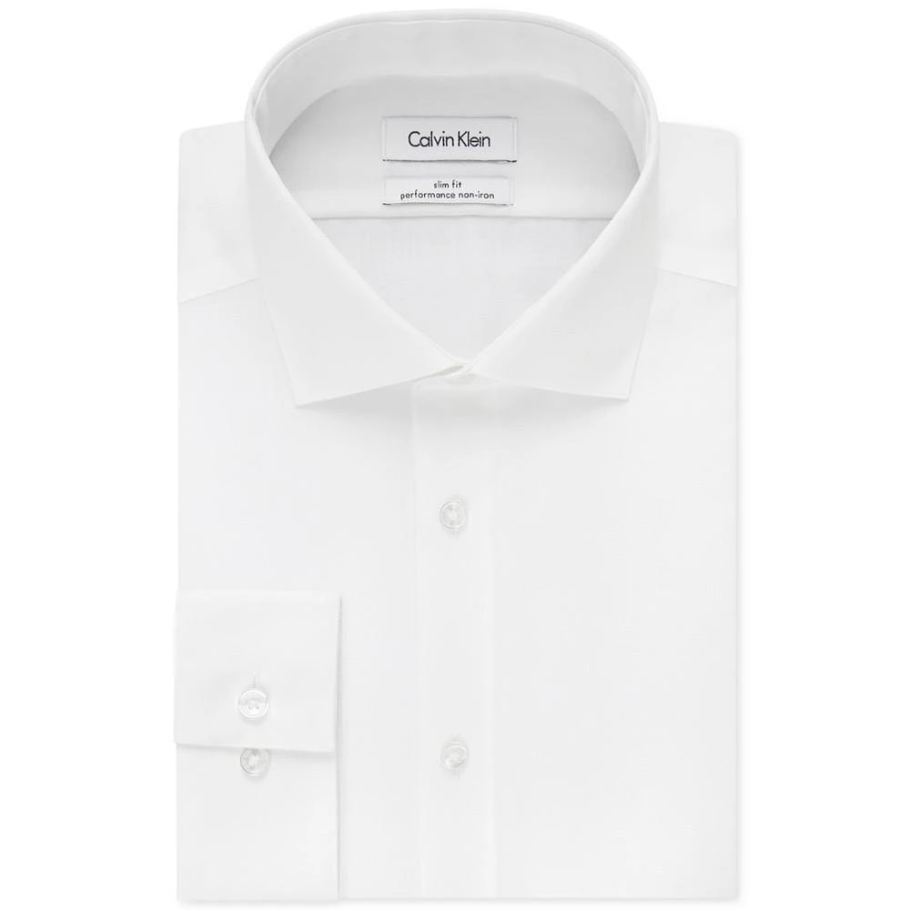 Calvin Klein Men's Slim-Fit Non-Iron Spread Collar Herringbone Dress Shirt 1