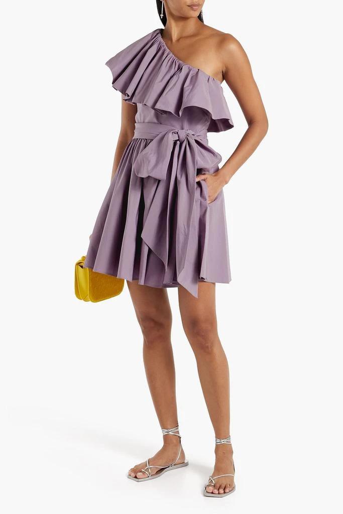 Valentino One-shoulder ruffled cotton-blend faille mini dress 2
