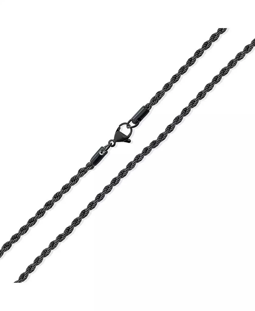 Bling Jewelry Classic Strong 3-5mm Twist Cable Wheat Foxtail Rope Chain Necklace - Black Silver Gold Plated Stainless Steel - 18 20 24 30 Inch 3