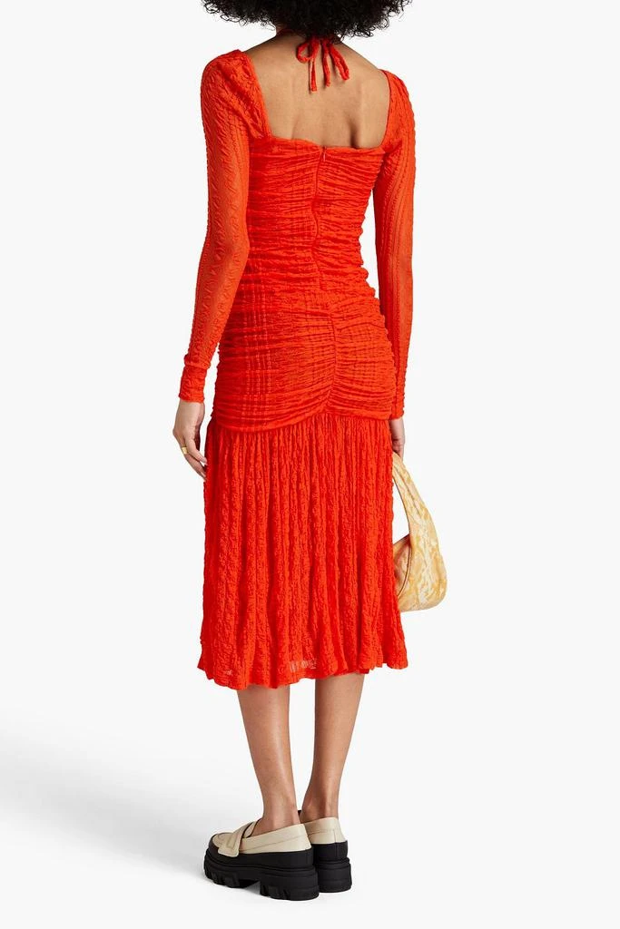 Ganni Ruched stretch-cloqué halterneck midi dress 3