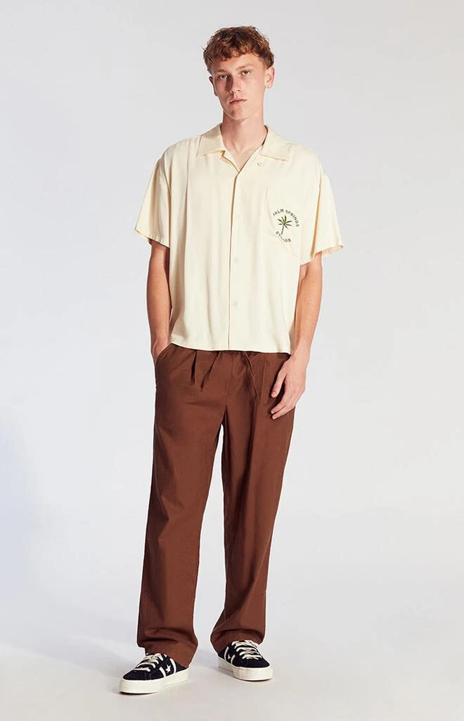 PacSun Brown Linen Straight Trouser Pants 4