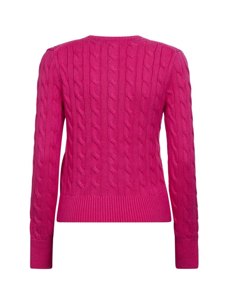 Ralph Lauren POLO RALPH LAUREN | Accent pink cable-knit cotton crewneck cardigan | Women | S 2
