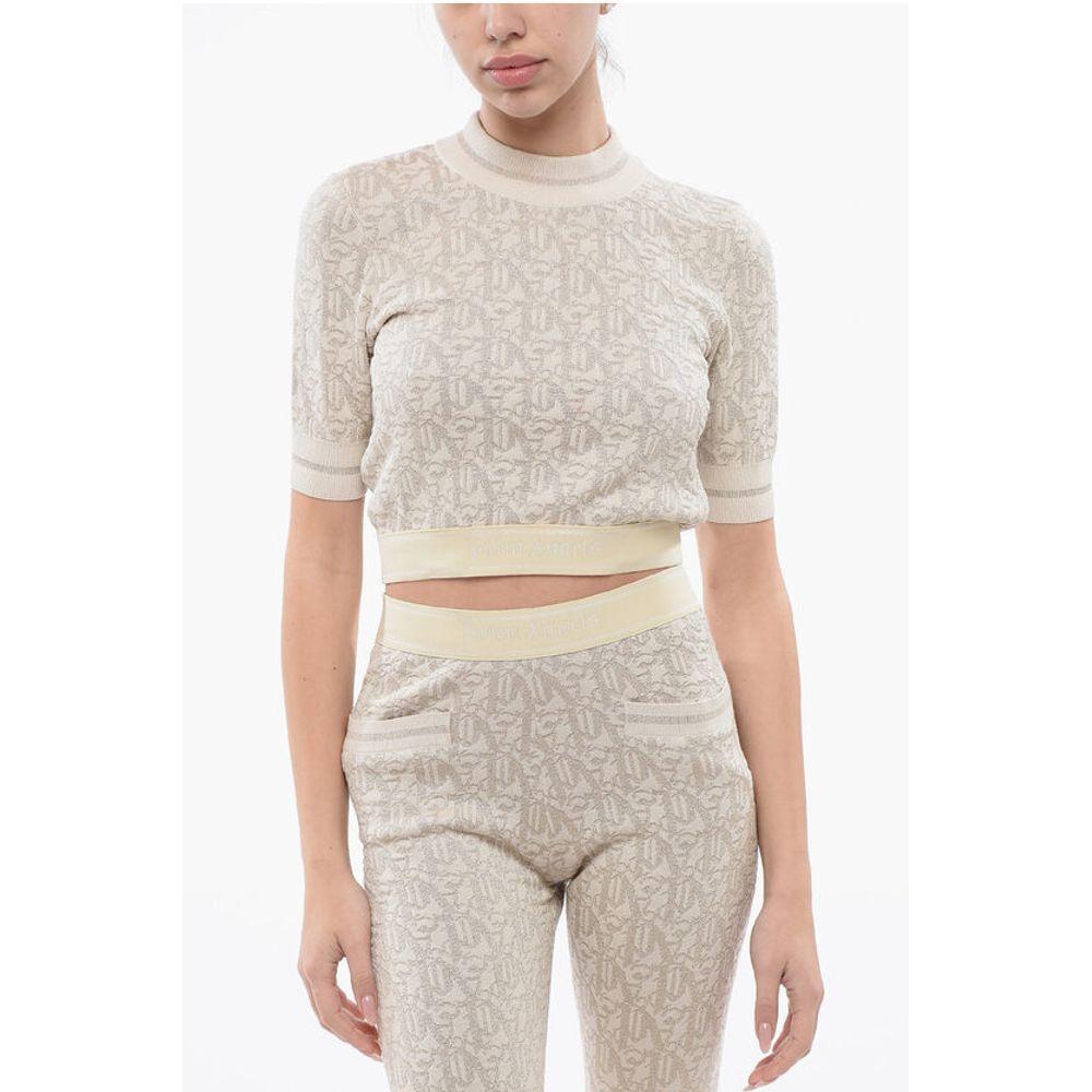 Palm Angels Monogram Jacquard Cropped Top With Logoed Women's Band