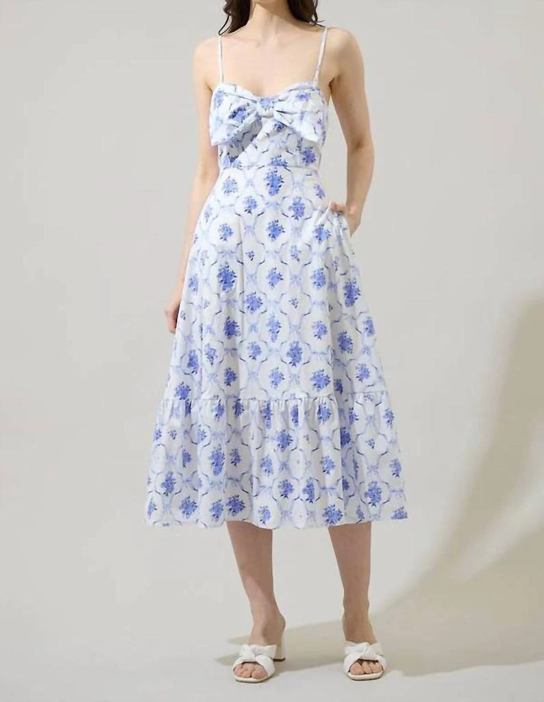 knee length dresses for ladies Blue Cami-floral Lace Slip Midi Dress – Rare London