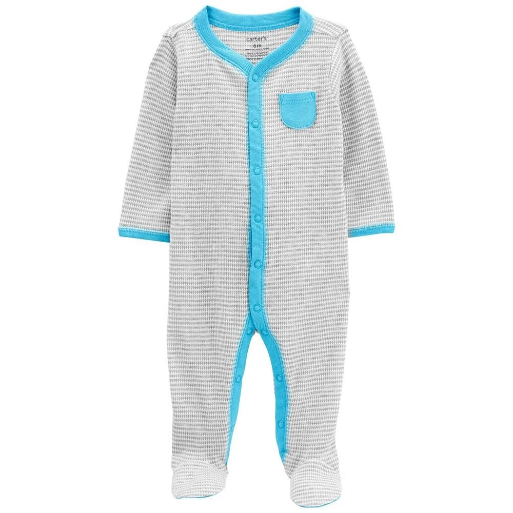 Carter's Baby Boys or Baby Girls Striped Snap Up Thermal Sleep and Play 1