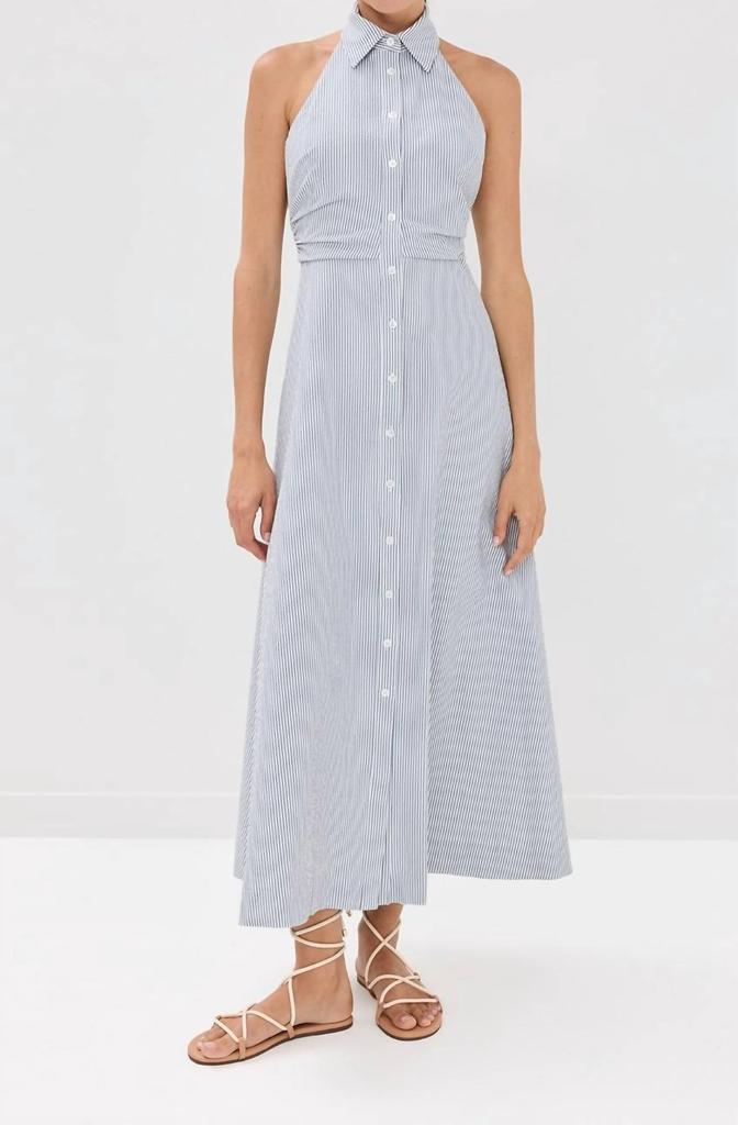 VERONICA BEARD Mackey Maxi Dress In Blue/white
