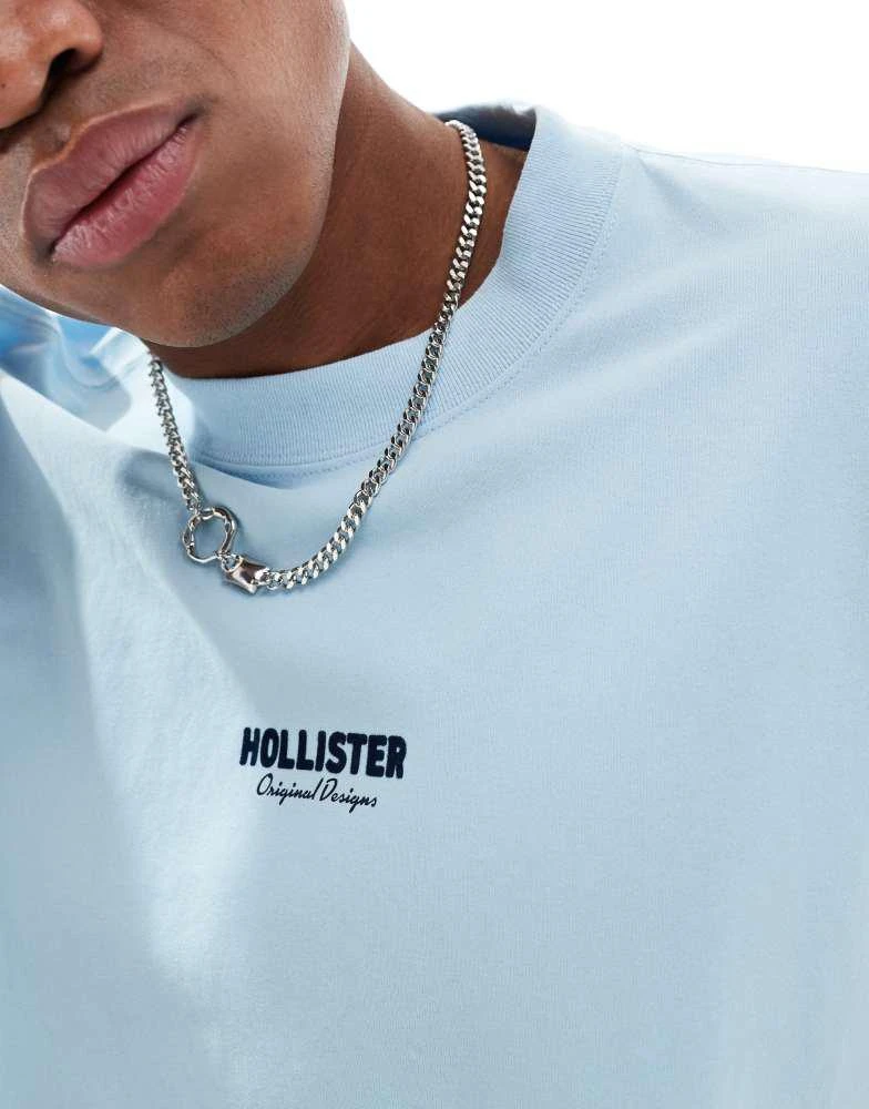 HOLLISTER Hollister boxy high neck logo t-shirt in light blue 4