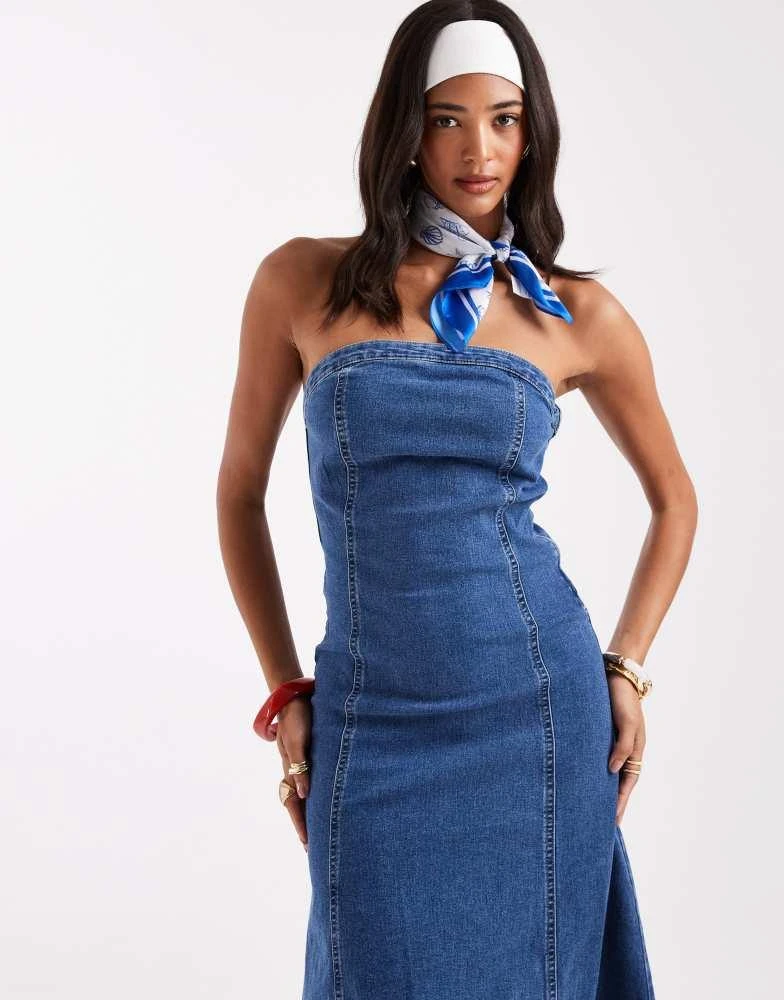 Shop Vero Moda denim bandeau skater dress in medium blue on Sale at  BeyondStyle  Get 11% Off Vero Moda denim bandeau skater dress in medium  blue with Limited-Time Flash Deals, Exclusive