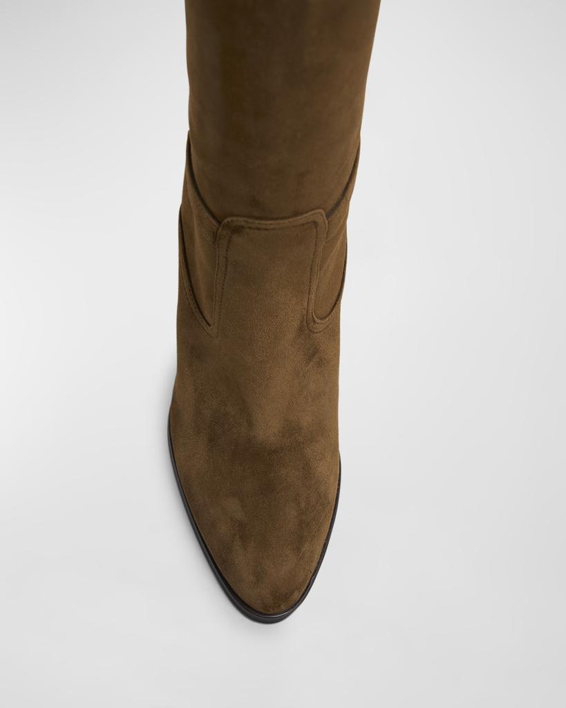 Yves Saint Laurent Diane Suede YSL Buckle Knee Boots - Shoes