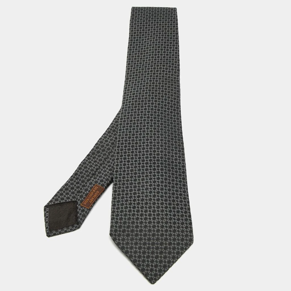 Hermes Hermes Grey Patterned Silk Tie 1