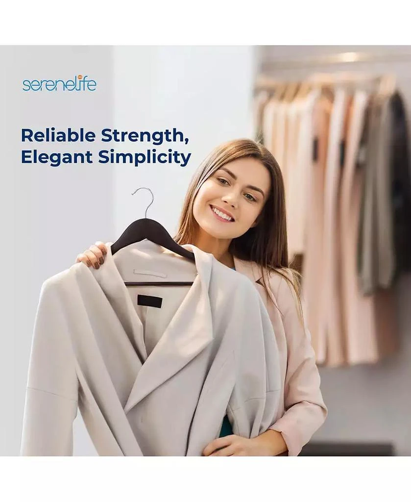 SereneLife 60 Pieces Wooden Hangers - Non-Slip, Sturdy, and Heavy Duty Suit Hanger Set with Chrome 360° Swivel Hook (Brown) 7