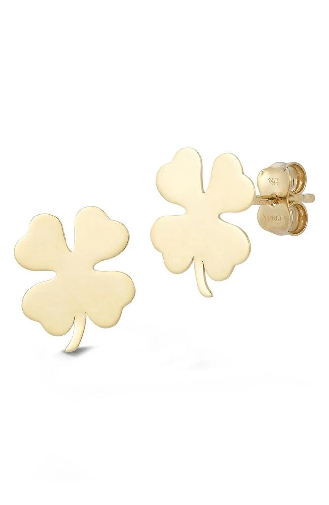 Ember Fine Jewelry 14K Yellow Gold Four Leaf Clover Stud Earrings 1
