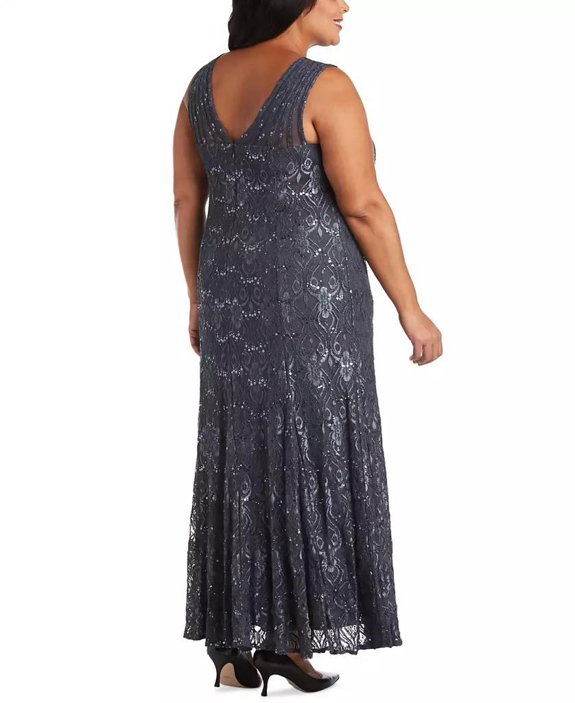 R & M Richards Plus Size Sequin Lace Gown