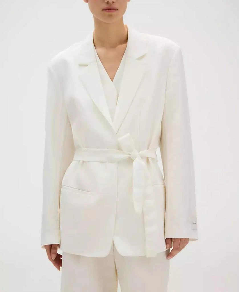 Calvin Klein Women's Notched Collar Belted Blazer 4