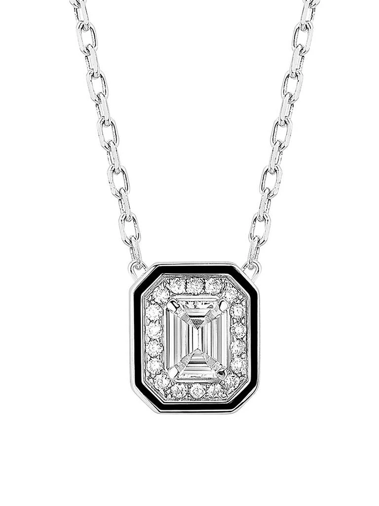 Boucheron Vendôme Liseré 18K White Gold, 0.41 TCW Diamond & Lacquer Pendant Necklace 1