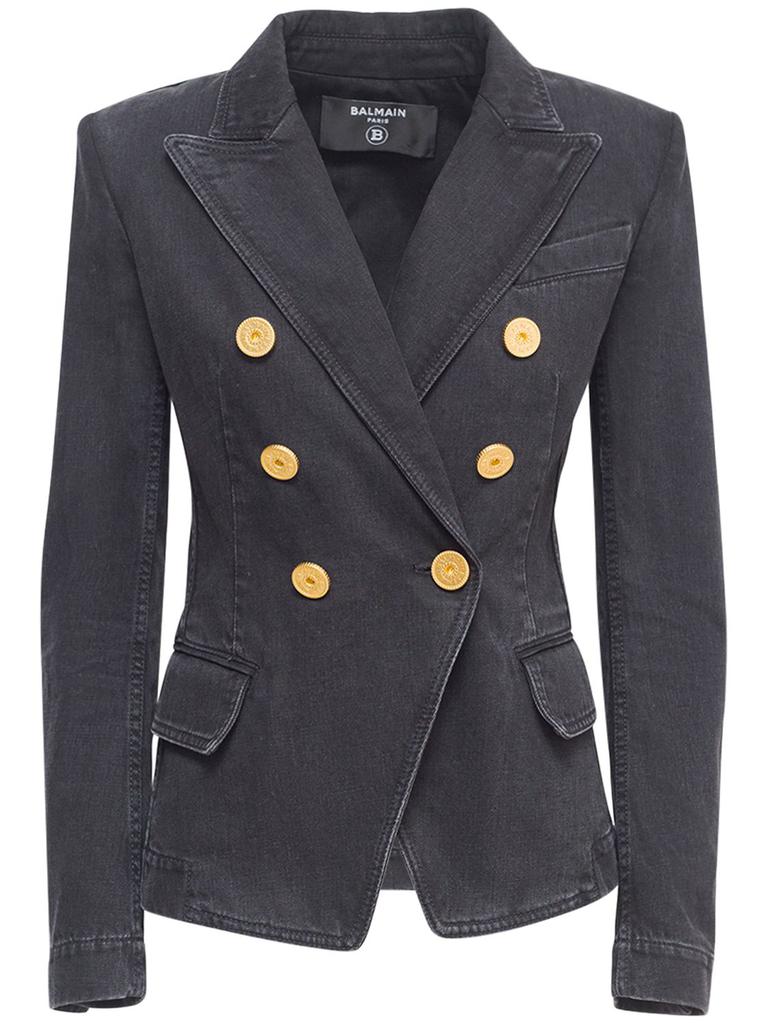 BALMAIN Co Denim Six Button Blazer