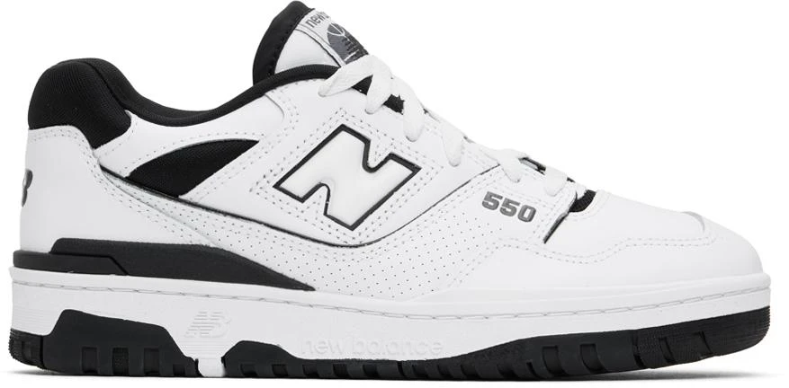 New Balance White & Black BB550 Sneakers 1