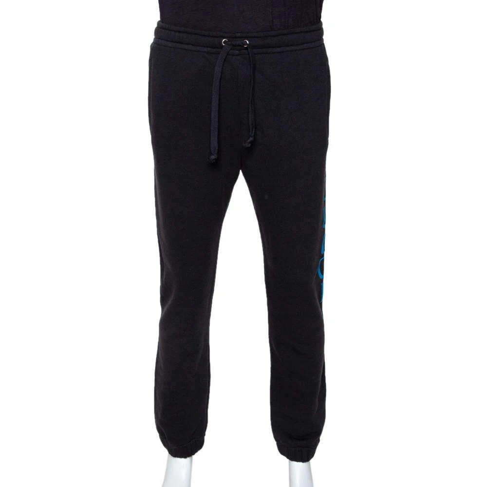 Gucci Gucci Black Knit Contrast Vertical Logo Print Track Pants M 1