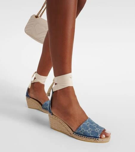 Gucci Pilar GG denim espadrille wedges 4