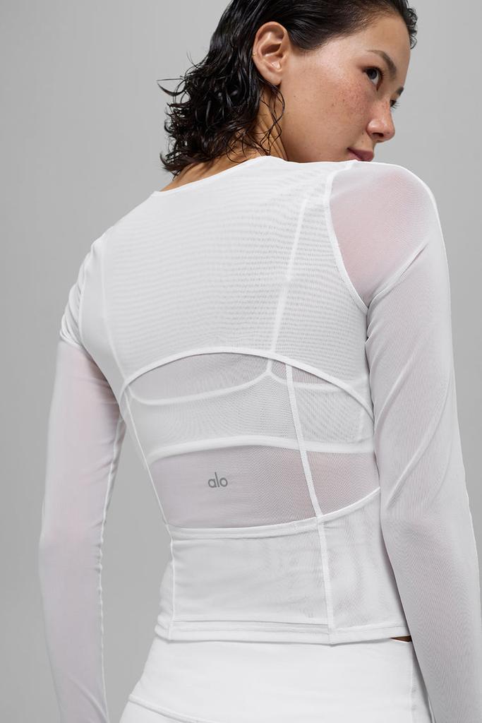Alo Mesh Winter Twilight Long Sleeve - White - T-Shirts - Free