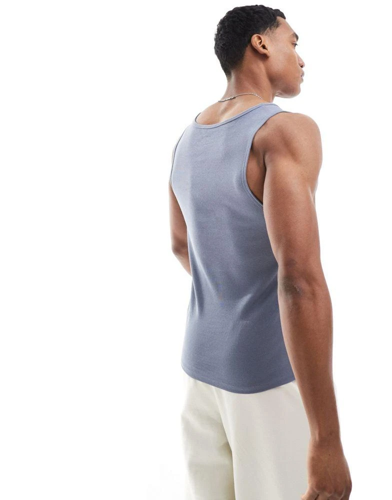 ASOS ASOS DESIGN muscle fit rib vest in blue 2