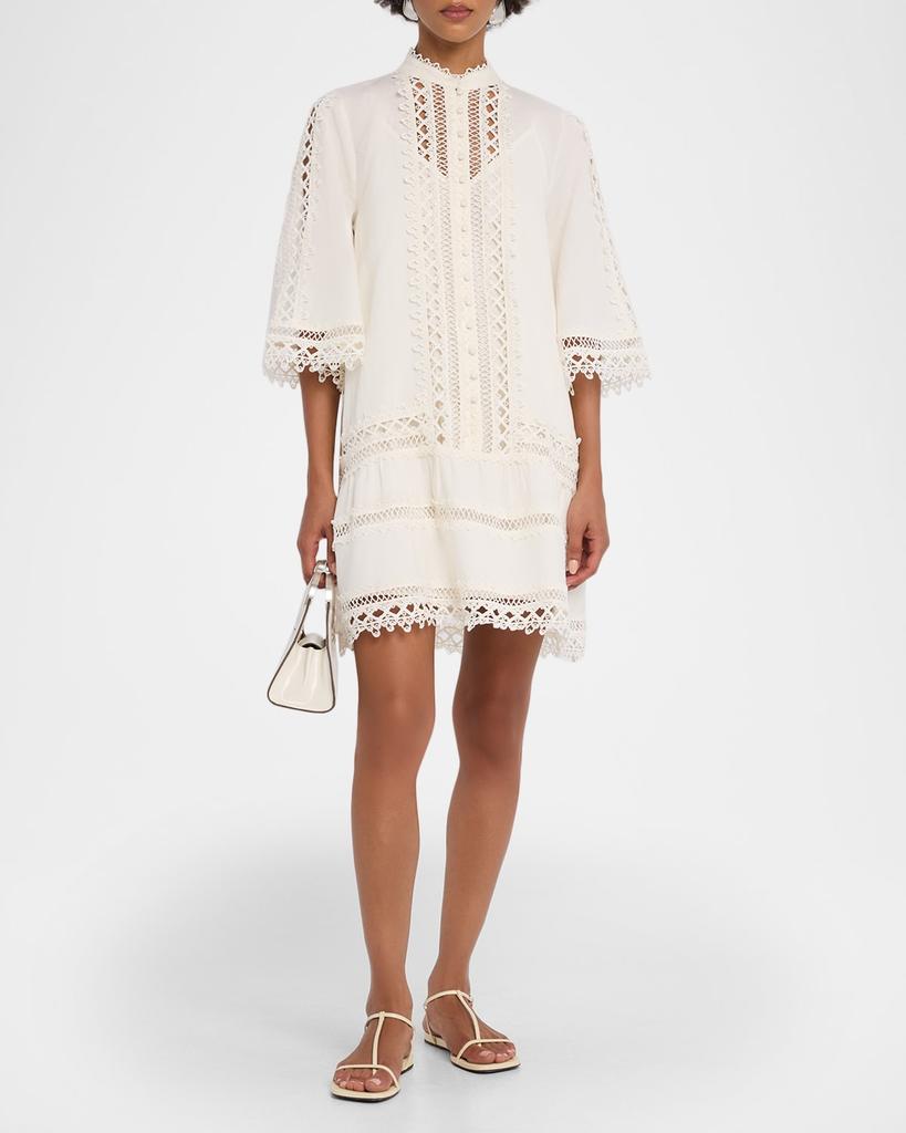 Mestiza New York Goldie Lace-Trim Flounce Mini Shift Dress
