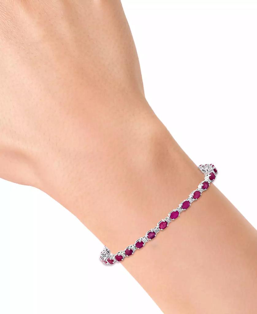 Effy EFFY® Ruby (6-1/3  ct. t.w.) 
Diamond (1/20 ct. t.w.) Link Bracelet in Sterling Silver