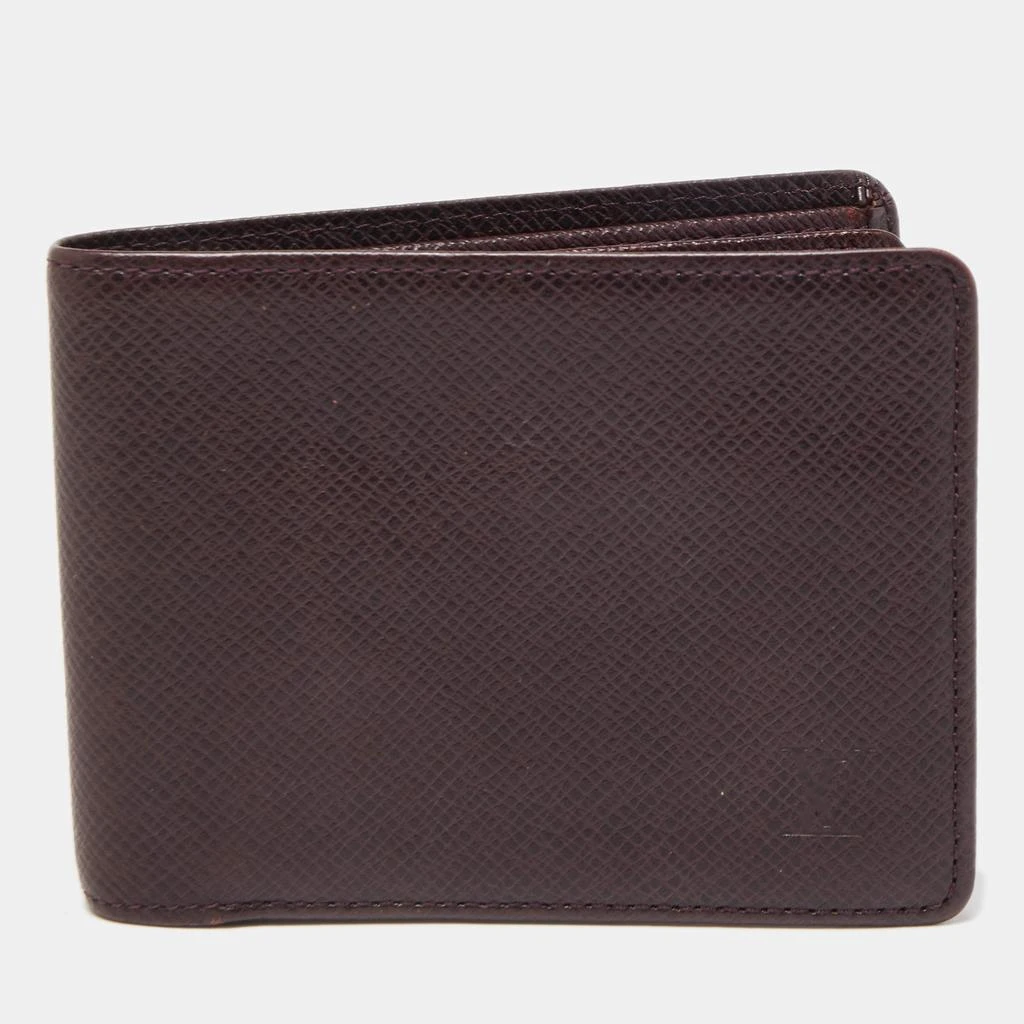 Louis Vuitton Louis Vuitton Burgundy Taiga Leather Bifold Wallet 1