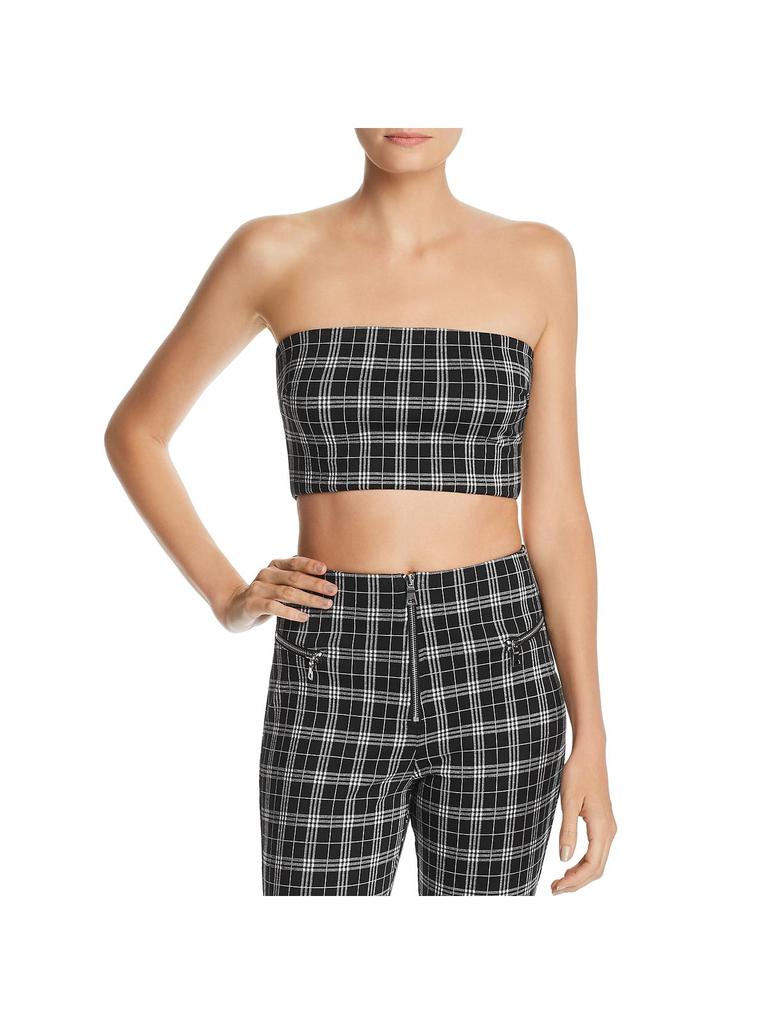 Tiger Mist Womens Tube Plaid Crop Top