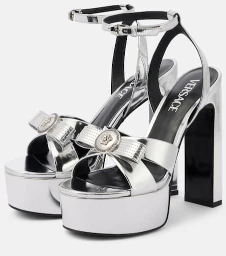 Versace Gianni Ribbon 140 metallic leather sandals 4