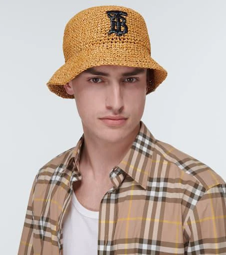 Burberry TB raffia-effect bucket hat 2