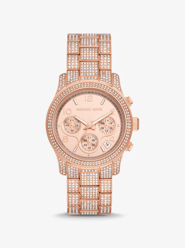 Michael Kors Runway Pavé Rose Gold-Tone Watch - Women's