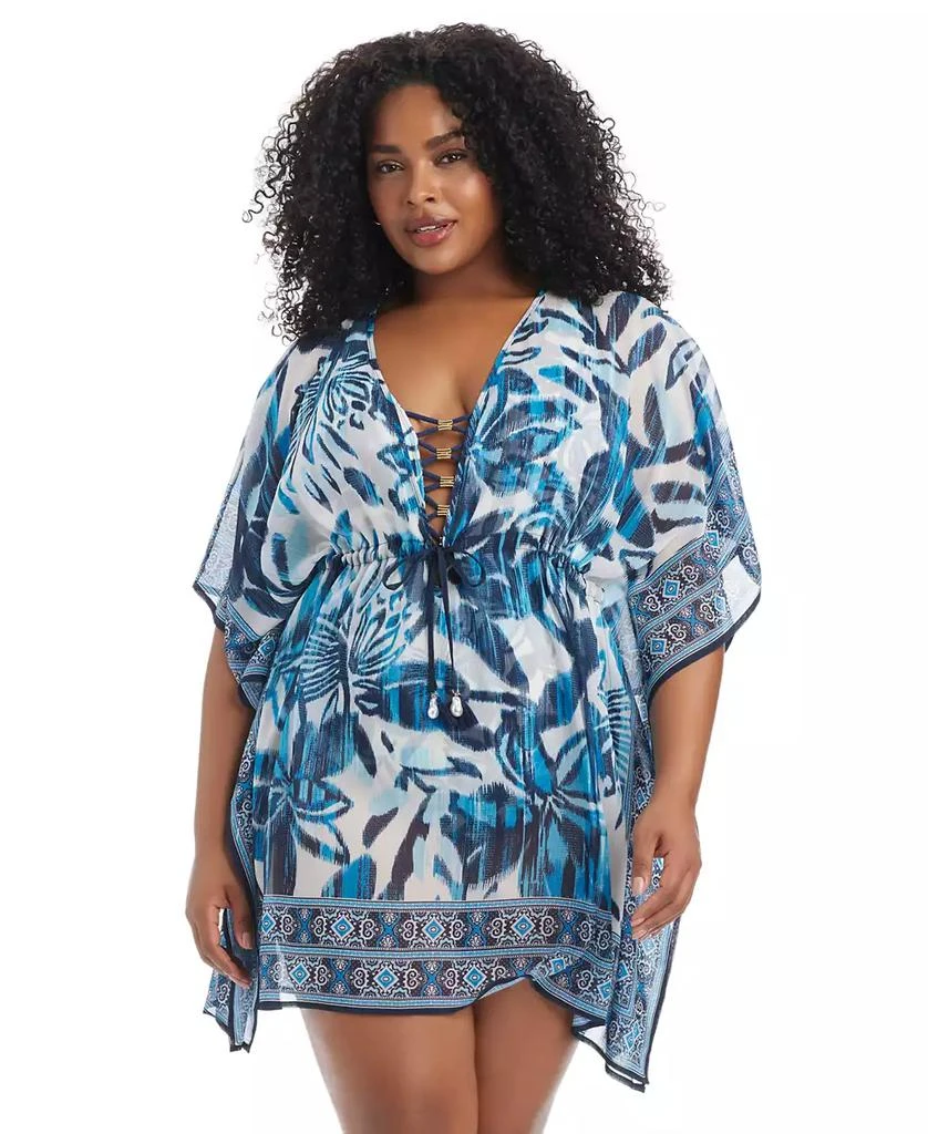 Bleu Rod Beattie Plus Size Turning Tides 3/4-Sleeve Cover-Up Caftan