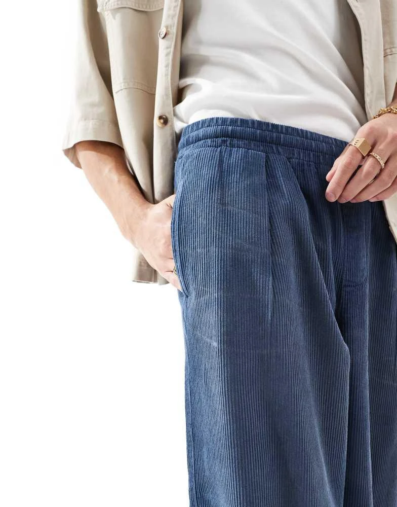 ASOS ASOS DESIGN super baggy cord trousers in washed blue 2