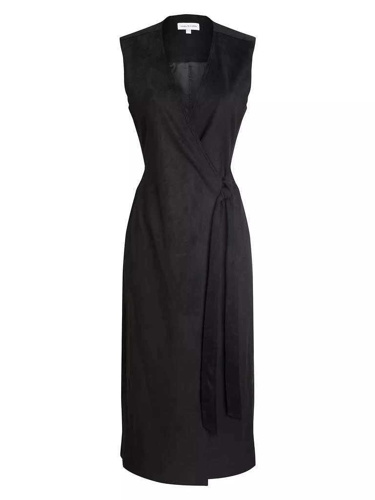 Halston Paulina Faux Suede Wrap Dress 1